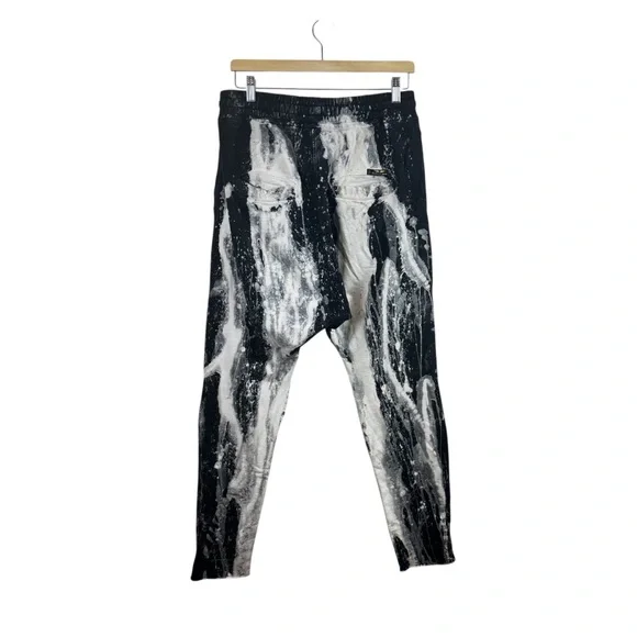 Men's Robins Jeans Sweatpants Galatic Black and White Abstract Joggers Sz S - Picture 4 of 11